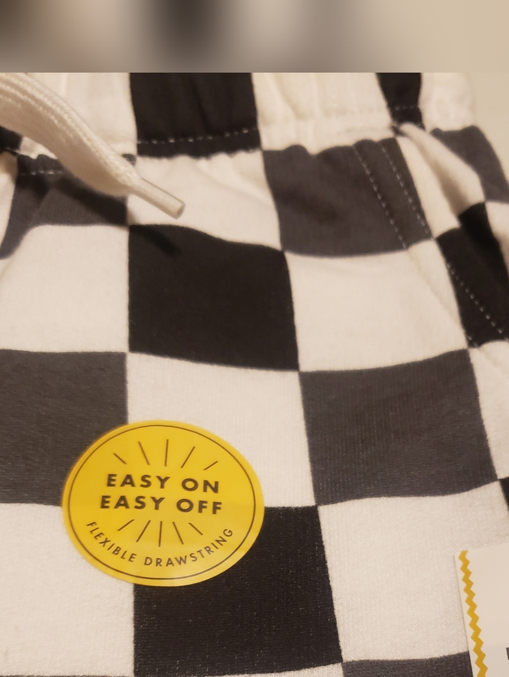Cat & Jack Black and White Checkerboard Drawstring Shorts - Picture 3 of 6